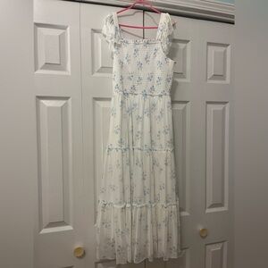 Rare Editions White and Blue Floral Dress